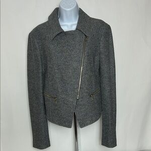 Ann Taylor Women’s Medium Gray Side Front Zip Jacket Wool Rayon Blazer